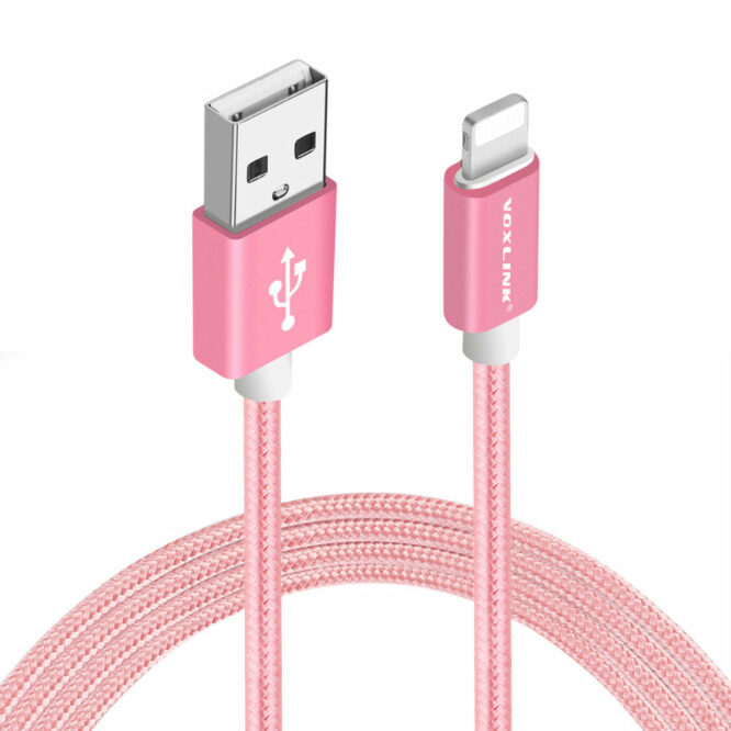 USB kabel iphone růžový