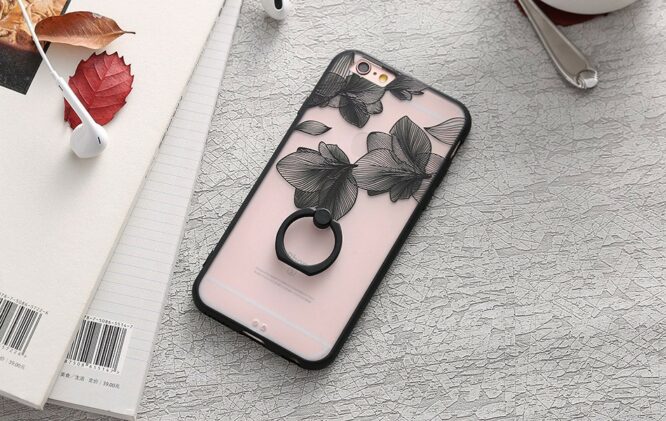 zadní kryt iphone čená květinové listy