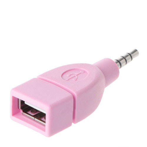 Redukce Jack USB pro připojení externího USB přehrávače - růžová